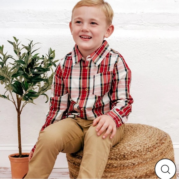 SAMMY + NAT PLAY COLLECTION CLASSIC POPLIN BUTTONDOWN IN RED TARTAN, Size 4 - Picture 3 of 8